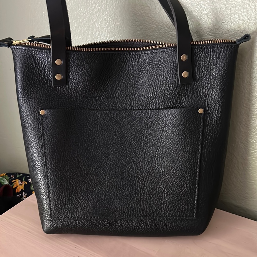 Portland Leather Goods Black Tote Bag Small